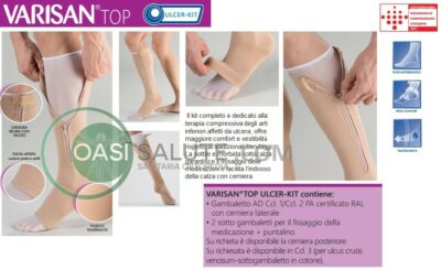 UULCER KIT K2 CALZE ELASTICHE CON CERNIERA VARISAN TOP 23-32 mmHg COMPRESSIONE GRADUATA PUNTA APERTA MODELLO GAMBALETTO