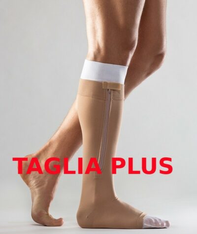 CALZE ELASTICHE CON CERNIERA TAGLIA PLUS K2 23-32 mmHg DI COMPRESSIONE PUNTA APERTA VARISAN TOP - MODELLO GAMBALETTO